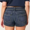 Curvy Low-Rise Dark Wash Denim Shortie Shorts Curvy Low-Rise Dark Wash Denim Shortie Shorts