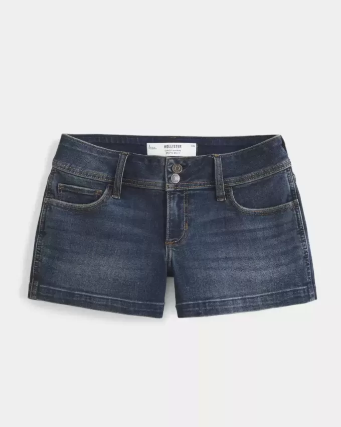 Curvy Low-Rise Dark Wash Denim Shortie Shorts Curvy Low-Rise Dark Wash Denim Shortie Shorts