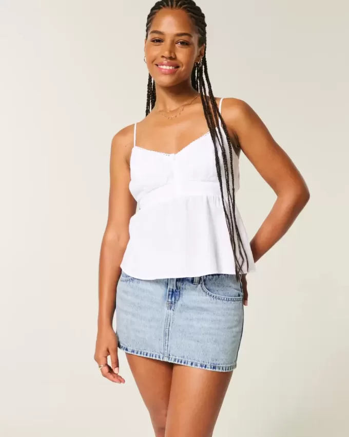 Curvy Low-Rise Denim Mini Skort