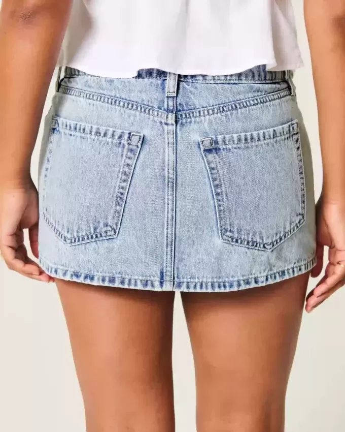 Curvy Low-Rise Denim Mini Skort