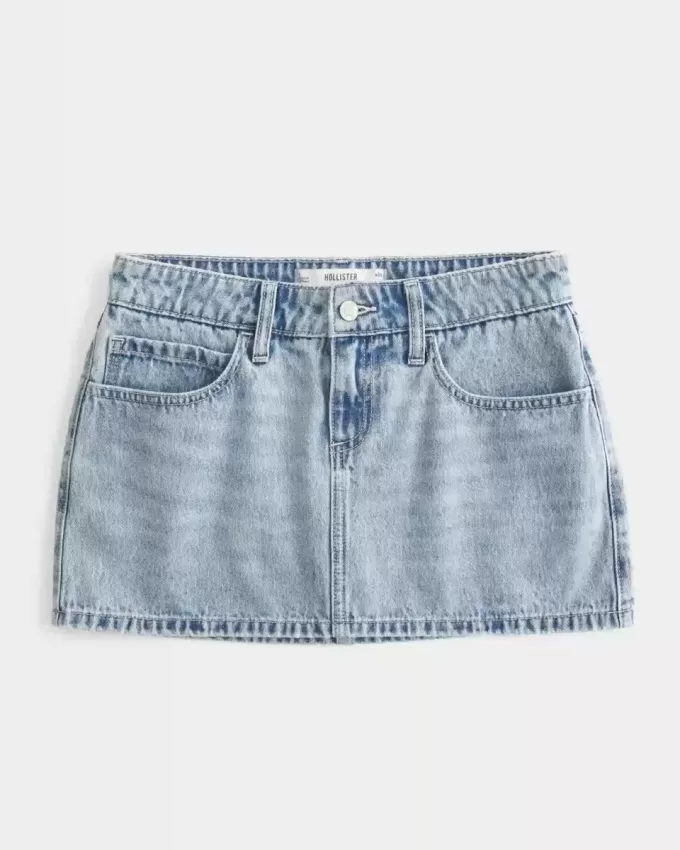Curvy Low-Rise Denim Mini Skort