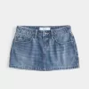 Curvy Low-Rise Embroidered Bow Denim Mini Skort