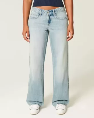 Curvy Low-Rise Light Wash Baggy Jeans