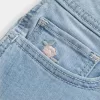 Curvy Low-Rise Light Wash Floral Embroidered Denim Shortie Shorts Curvy Low-Rise Light Wash Floral Embroidered Denim Shortie Shorts