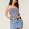 Curvy Low-Rise Medium Wash Denim Mini Skort Curvy Low-Rise Medium Wash Denim Mini Skort