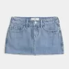 Curvy Low-Rise Medium Wash Denim Mini Skort Curvy Low-Rise Medium Wash Denim Mini Skort