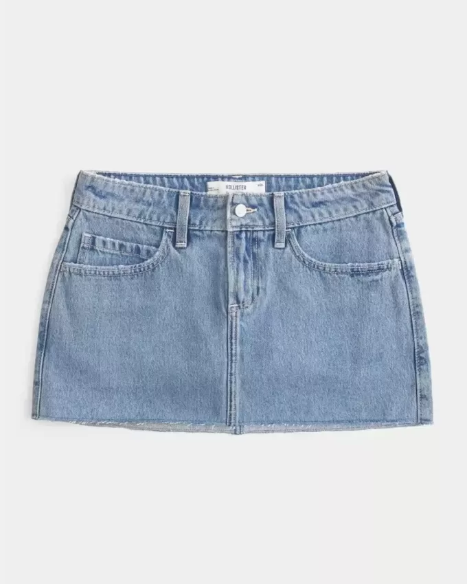 Curvy Low-Rise Medium Wash Denim Mini Skort Curvy Low-Rise Medium Wash Denim Mini Skort