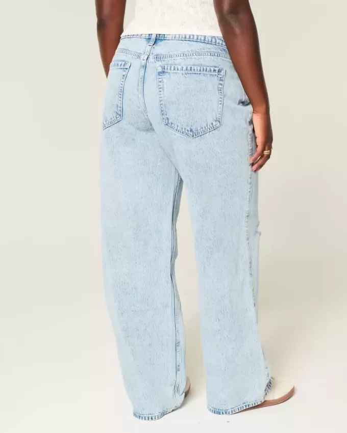 Curvy Low-Rise Ripped Light Wash Baggy Jeans Curvy Low-Rise Ripped Light Wash Baggy Jeans