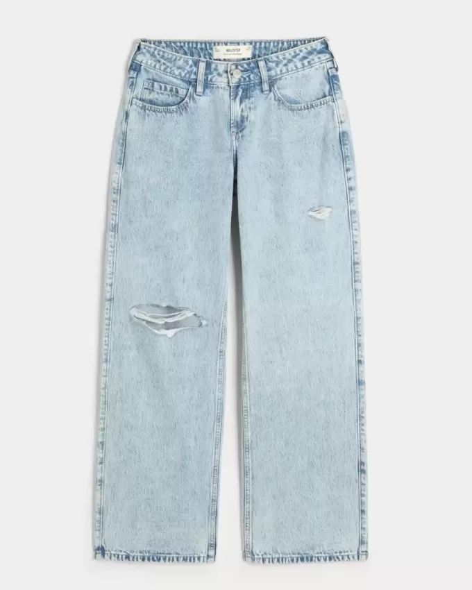 Curvy Low-Rise Ripped Light Wash Baggy Jeans Curvy Low-Rise Ripped Light Wash Baggy Jeans