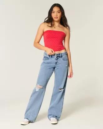 Curvy Low-Rise Ripped Medium Wash Baggy Jeans Curvy Low-Rise Ripped Medium Wash Baggy Jeans