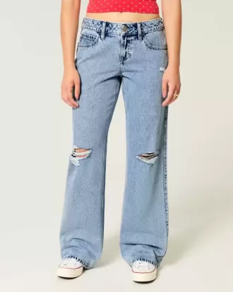 Curvy Low-Rise Ripped Medium Wash Baggy Jeans Curvy Low-Rise Ripped Medium Wash Baggy Jeans
