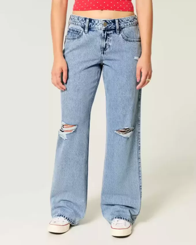 Curvy Low-Rise Ripped Medium Wash Baggy Jeans Curvy Low-Rise Ripped Medium Wash Baggy Jeans