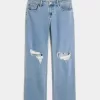 Curvy Low-Rise Ripped Medium Wash Relaxed Straight Jeans Curvy Low-Rise Ripped Medium Wash Relaxed Straight Jeans