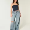 Curvy Low-Rise Ripped Medium Wash Super Baggy Jeans