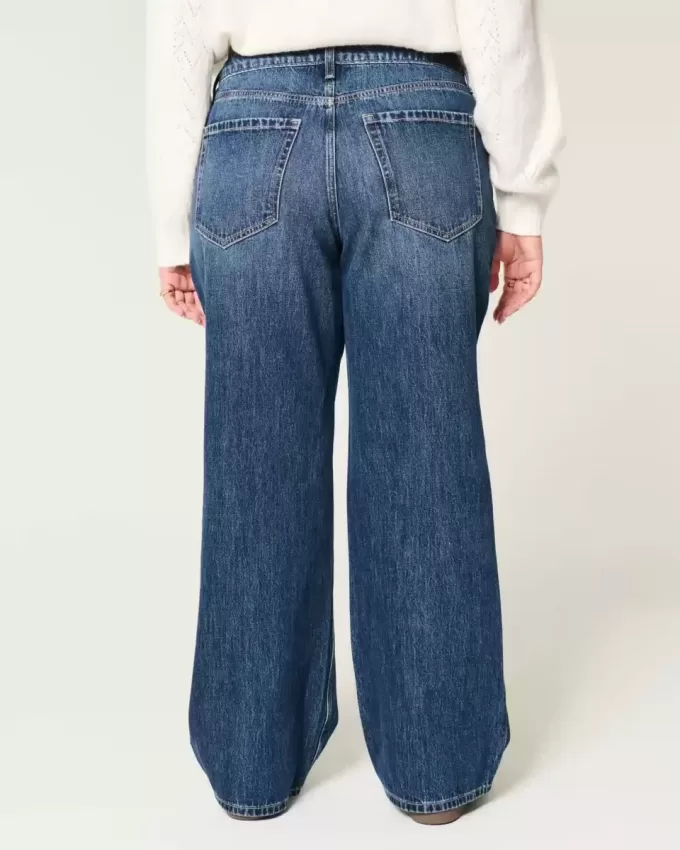 Curvy Mid-Rise Dark Wash Baggy Jeans Curvy Mid-Rise Dark Wash Baggy Jeans