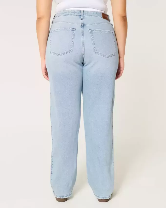 Curvy Ultra High-Rise Ripped Light Wash Dad Jeans Curvy Ultra High-Rise Ripped Light Wash Dad Jeans