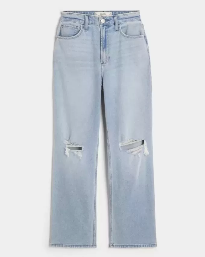 Curvy Ultra High-Rise Ripped Light Wash Dad Jeans Curvy Ultra High-Rise Ripped Light Wash Dad Jeans