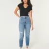 Curvy Ultra High-Rise Ripped Medium Wash Mom Jeans