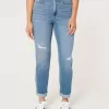 Curvy Ultra High-Rise Ripped Medium Wash Mom Jeans