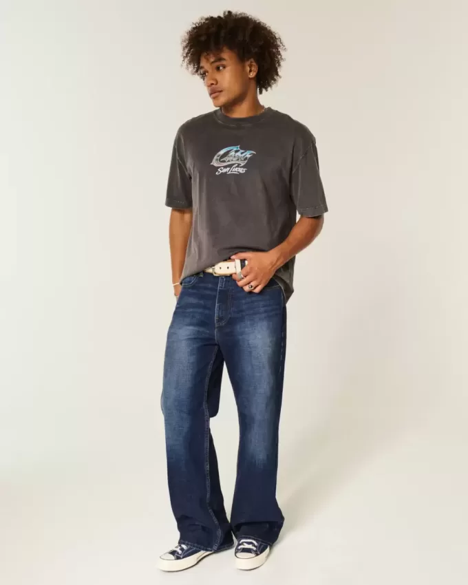 Dark Wash Baggy Bootcut Jeans Dark Wash Baggy Bootcut Jeans