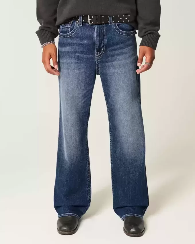 Dark Wash Baggy Bootcut Jeans