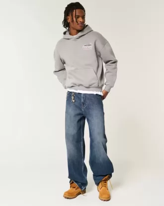 Dark Wash Logo Embroidery Super Baggy Jeans Dark Wash Logo Embroidery Super Baggy Jeans