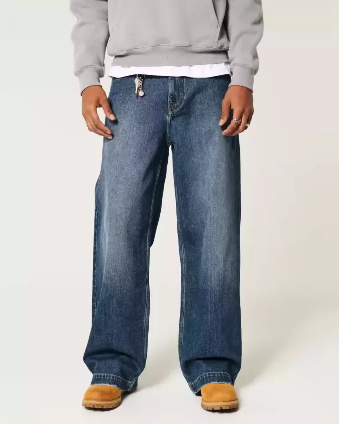 Dark Wash Logo Embroidery Super Baggy Jeans Dark Wash Logo Embroidery Super Baggy Jeans