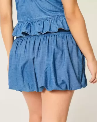 Denim Bubble Mini Skirt