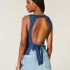 Denim Open-Back Top