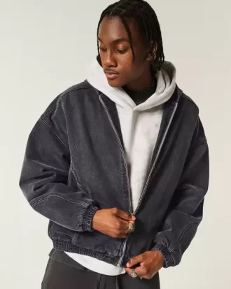 Denim Zip-Up Skater Jacket