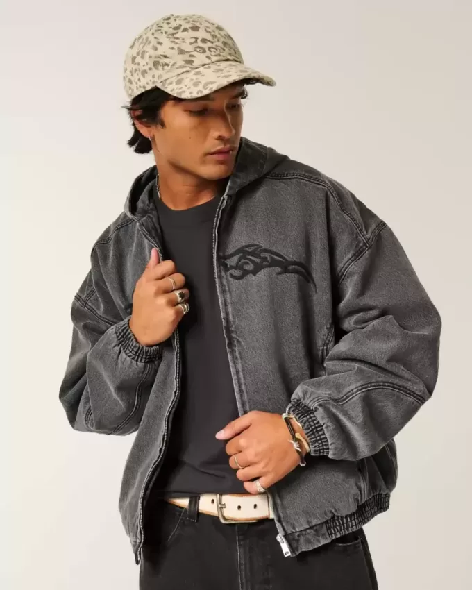 Denim Zip-Up Skater Jacket Denim Zip-Up Skater Jacket