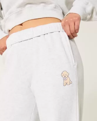 Dog Graphic Wide-Leg Sweatpants