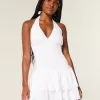Double-Tier Smocked Halter Skort Dress