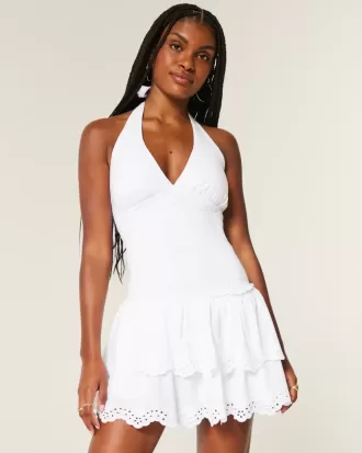 Double-Tier Smocked Halter Skort Dress