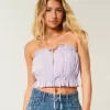 Easy Crop Strapless Lace Inset Tube Top