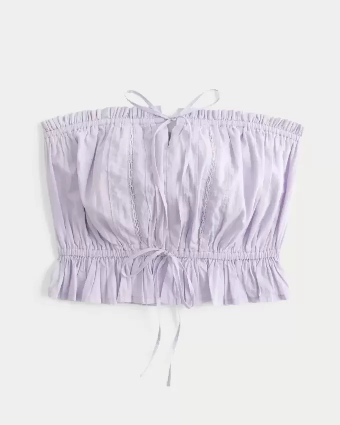 Easy Crop Strapless Lace Inset Tube Top