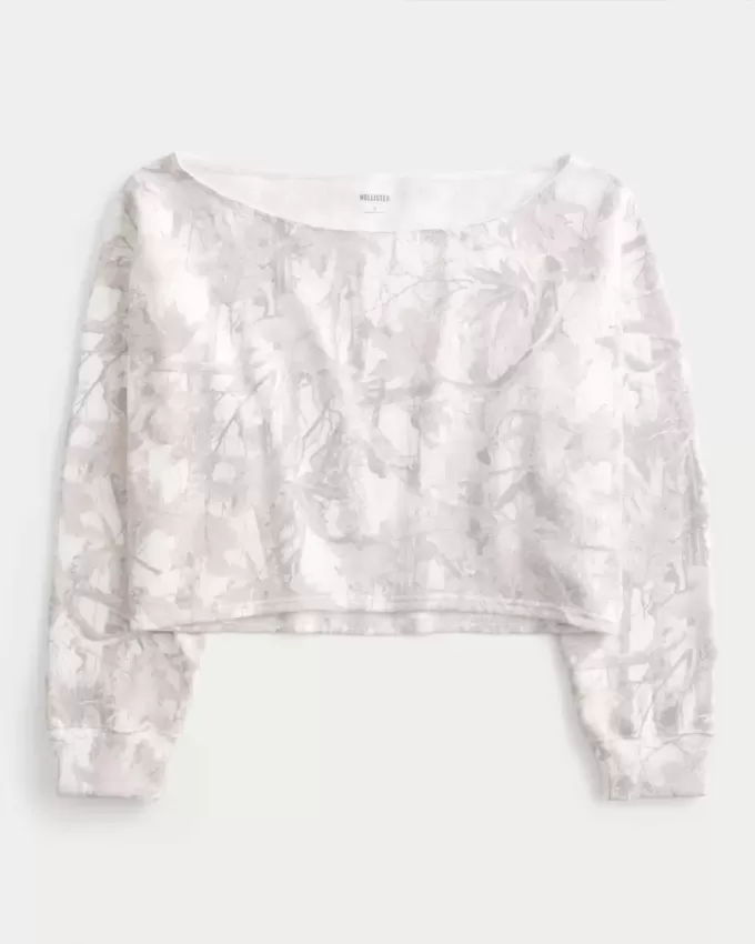 Easy Double Off-the-Shoulder Camo Pattern Sweatshirt Easy Double Off-the-Shoulder Camo Pattern Sweatshirt