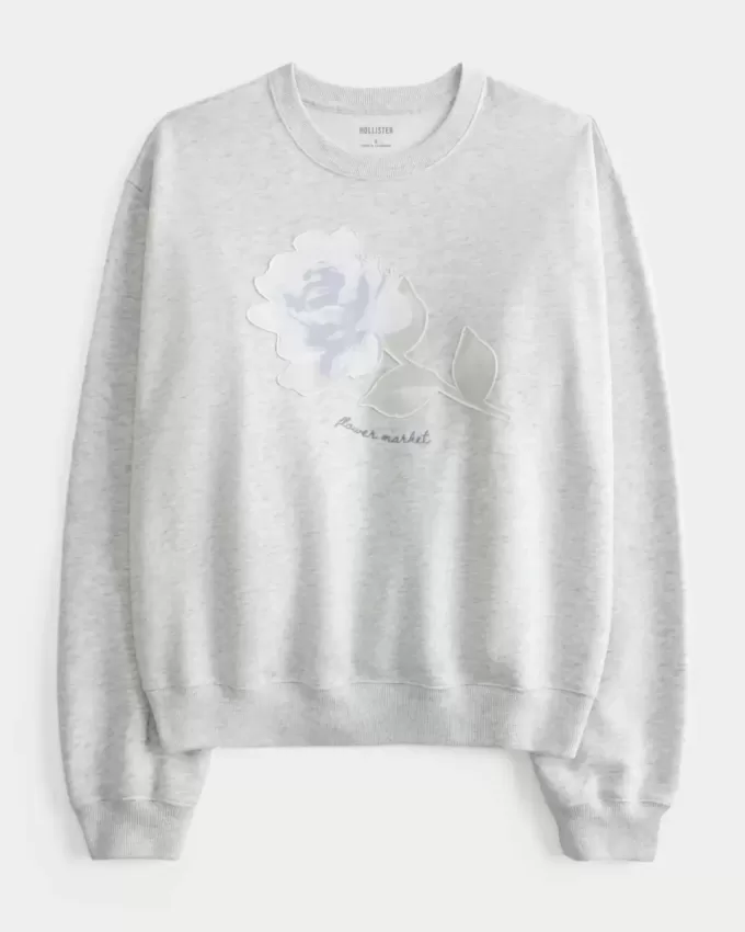 Easy Flower Graphic Crew Sweatshirt Easy Flower Graphic Crew Sweatshirt