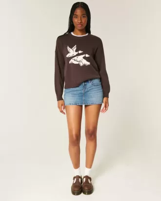 Easy Flying Birds Graphic Crew Sweater Easy Flying Birds Graphic Crew Sweater