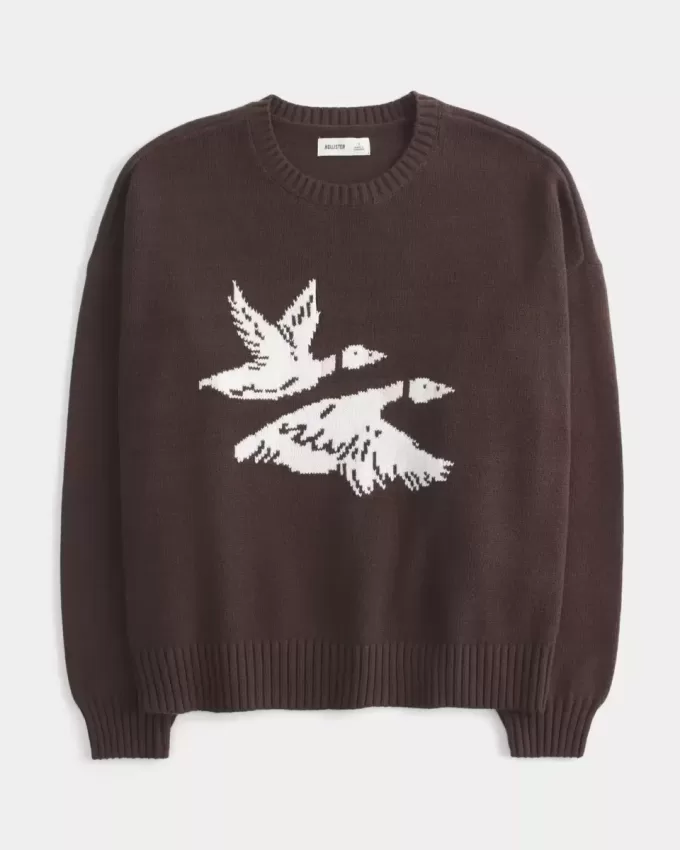 Easy Flying Birds Graphic Crew Sweater Easy Flying Birds Graphic Crew Sweater