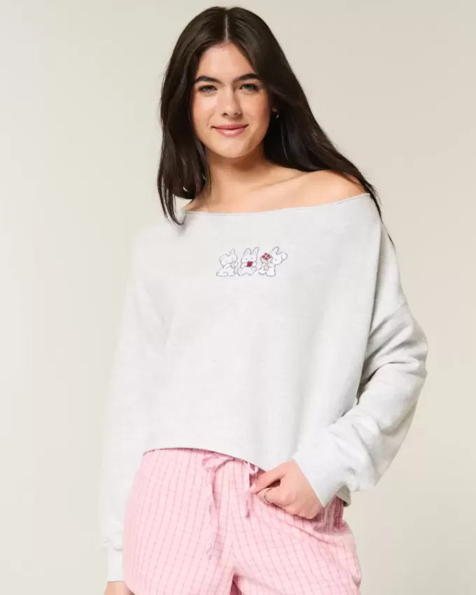 Easy Graphic Double Off-the-Shoulder Sweatshirt Easy Graphic Double Off-the-Shoulder Sweatshirt