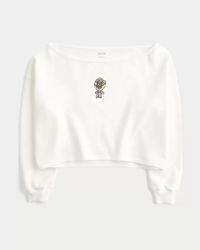 Easy Graphic Double Off-the-Shoulder Sweatshirt