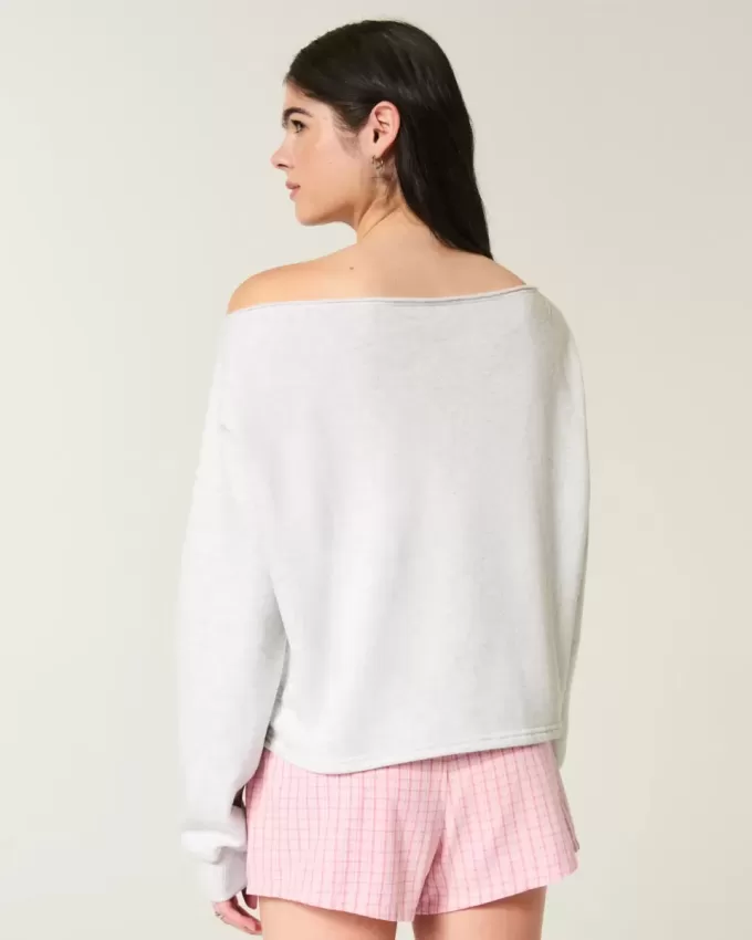 Easy Graphic Double Off-the-Shoulder Sweatshirt Easy Graphic Double Off-the-Shoulder Sweatshirt