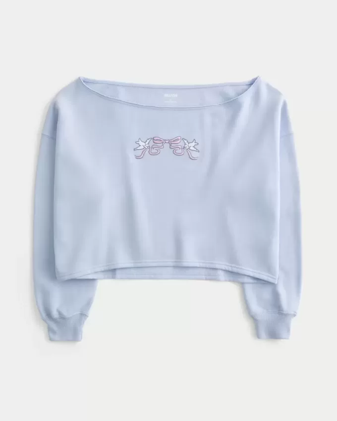 Easy Graphic Double Off-the-Shoulder Sweatshirt