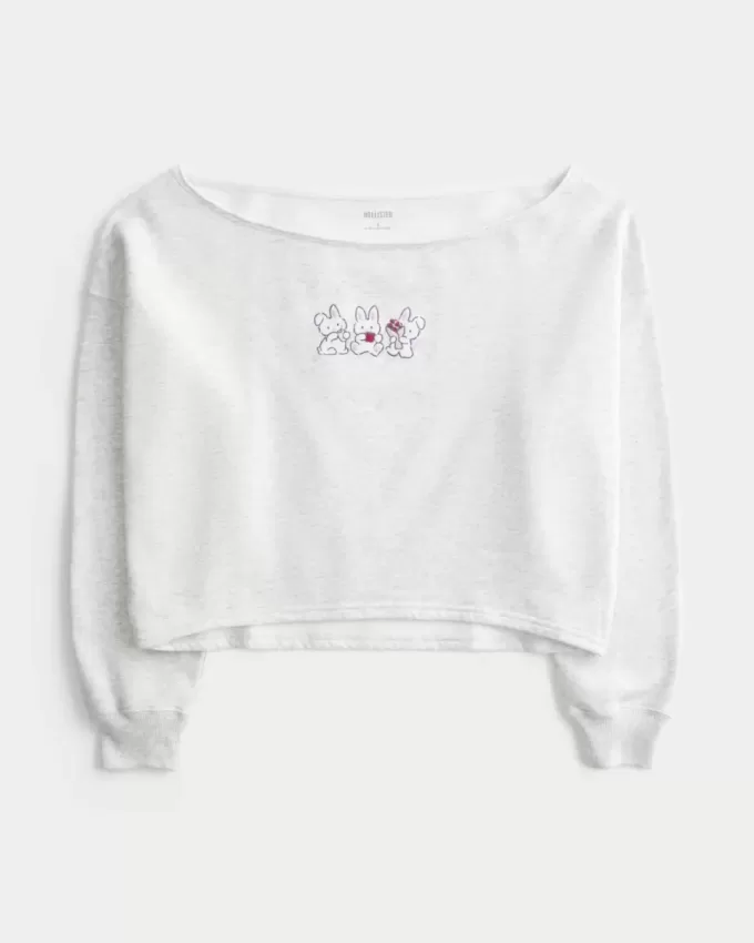 Easy Graphic Double Off-the-Shoulder Sweatshirt Easy Graphic Double Off-the-Shoulder Sweatshirt