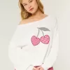 Easy Heart Graphic Off-the-Shoulder Sweater