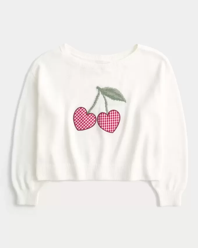 Easy Heart Graphic Off-the-Shoulder Sweater