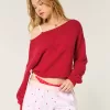 Easy Heart Pattern Off-the-Shoulder Sweater Easy Heart Pattern Off-the-Shoulder Sweater