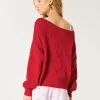 Easy Heart Pattern Off-the-Shoulder Sweater Easy Heart Pattern Off-the-Shoulder Sweater