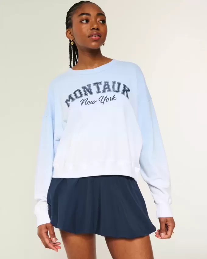 Easy Montauk New York Graphic Crew Sweatshirt Easy Montauk New York Graphic Crew Sweatshirt